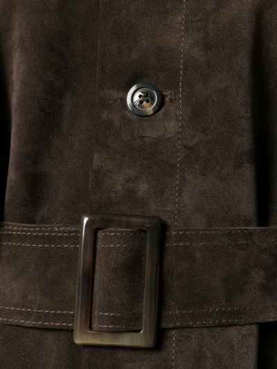 Shop Rick Owens Long Belted Coat In Brown