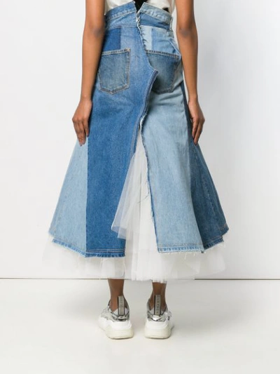 Shop Junya Watanabe Denim Tulle Skirt In Blue