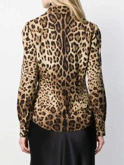 Shop Dolce & Gabbana Leopard-print Long-sleeve Shirt In Neutrals