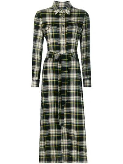 Shop Polo Ralph Lauren Plaid Shirt Dress In Green