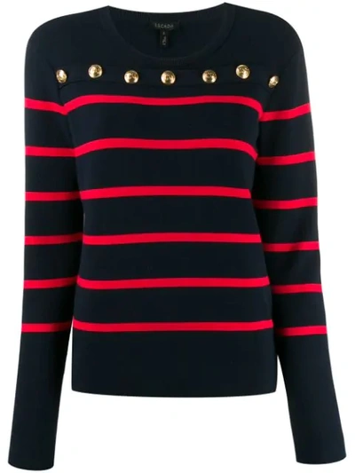 Shop Escada Striped Print Jersey Top In Blue