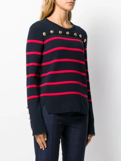 Shop Escada Striped Print Jersey Top In Blue