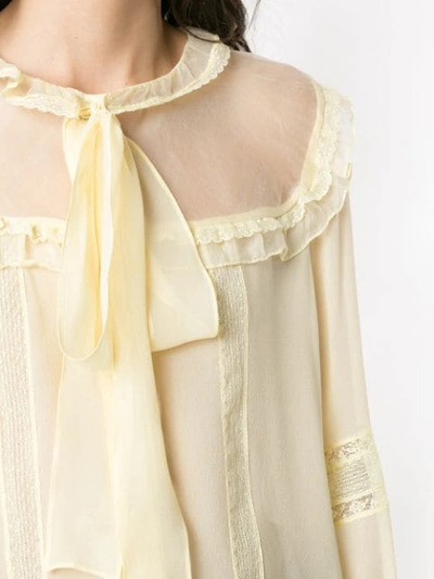 Shop Andrea Bogosian Tied Neck Silk Blouse In Yellow