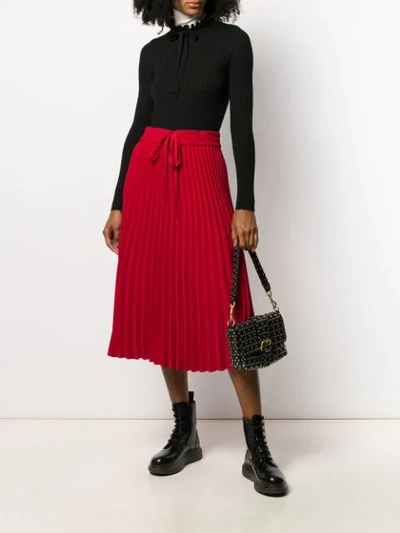 Shop Red Valentino Red(v) Pleated Midi Skirt