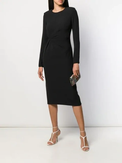 Shop P.a.r.o.s.h Gathered Fitted Dress In Black
