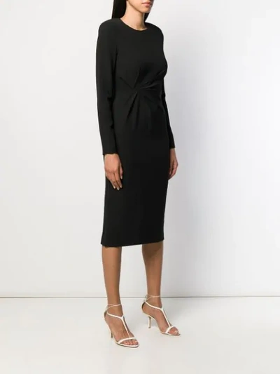 Shop P.a.r.o.s.h Gathered Fitted Dress In Black
