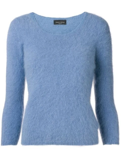 Shop Roberto Collina Cropped Sleeve Sweater - Blue