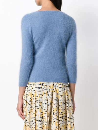Shop Roberto Collina Cropped Sleeve Sweater - Blue