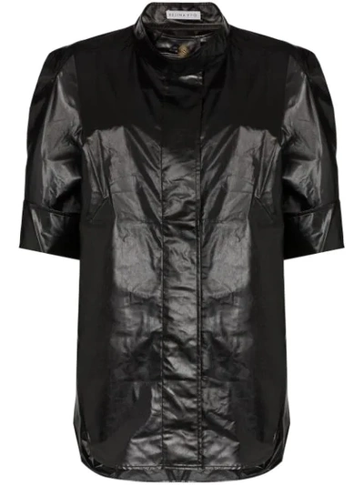 Shop Rejina Pyo Oversized Leather-look Shirt In Black