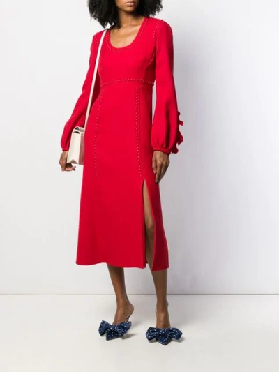 Shop Giambattista Valli Stud Trim Midi Dress In 6010 Red