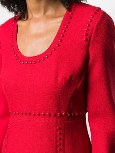 Shop Giambattista Valli Stud Trim Midi Dress In 6010 Red