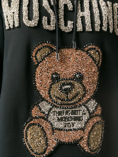 Shop Moschino Teddy Bear Hoodie Dress In Black