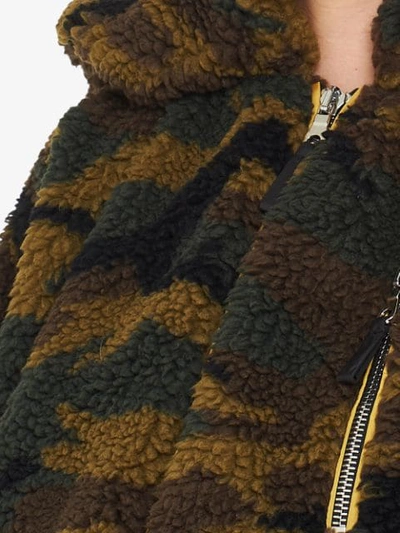 Shop Miu Miu Camouflage Teddy Coat In F0161 Military Green