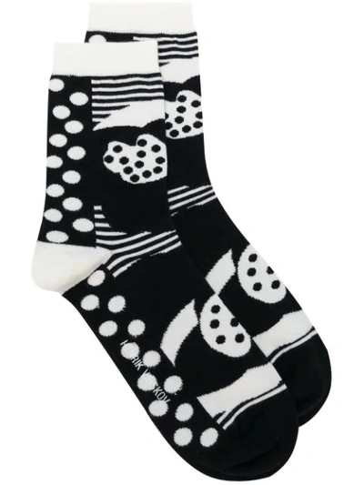 Shop Henrik Vibskov Hearbeat Printed Socks - Black