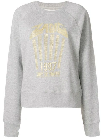 Shop Zadig & Voltaire Zadig&voltaire Embroidered Logo Sweatshirt - Grey