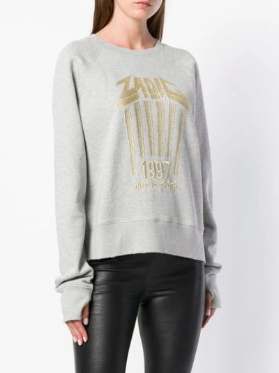 Shop Zadig & Voltaire Zadig&voltaire Embroidered Logo Sweatshirt - Grey