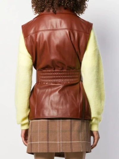 Shop Acne Studios Zip-up Leather Waistcoat In Brown