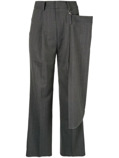 Shop Ader Error Pinstriped Trousers In Grey