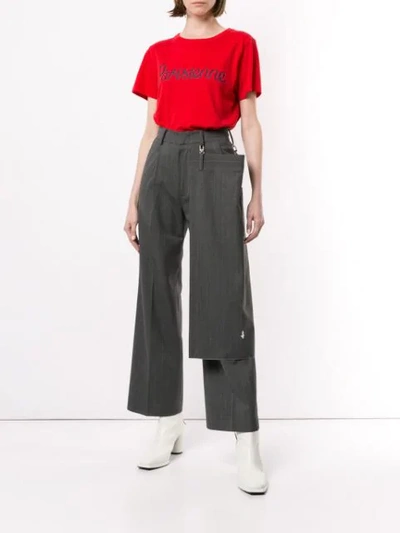 Shop Ader Error Pinstriped Trousers In Grey