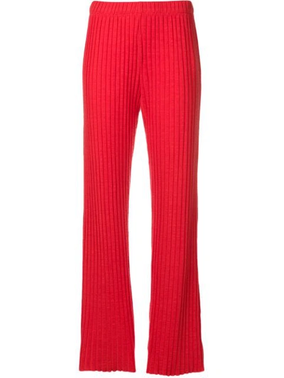 Shop Simon Miller Rib Knit Wide Leg Trousers - Red