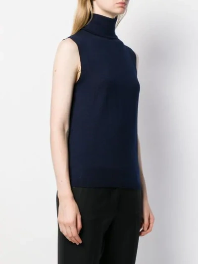 ALLUDE ROLL NECK TANK TOP - 蓝色