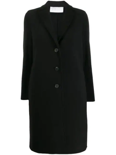Shop Harris Wharf London Midi Single Breasted Coat In Black