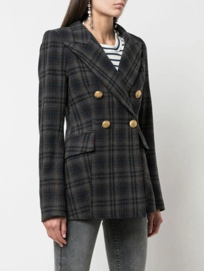 Shop Smythe Checked Double-breasted Blazer In Grey