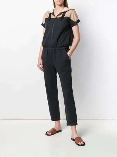 Shop Brunello Cucinelli Hooded Track Jumpsuit In Black