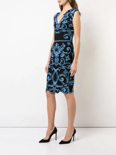 Shop Versace Intarsia Baroque Dress In Blue