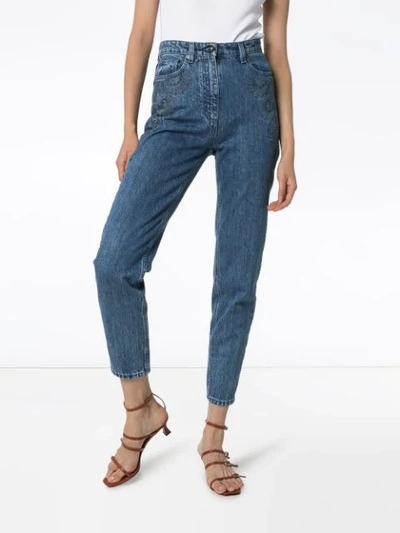 Shop Etro Embroidered Skinny Jeans In Blue