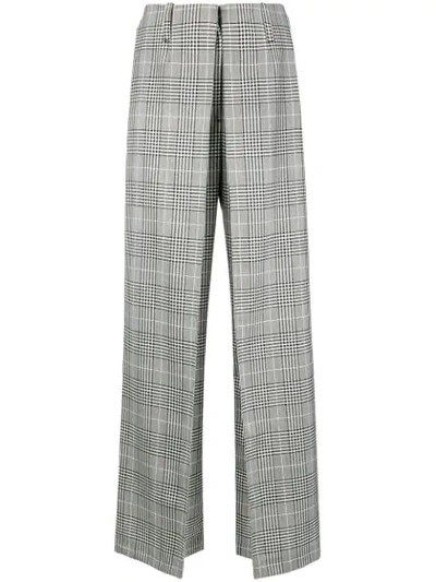 Shop Aalto Checked Wide Leg Trousers In Black