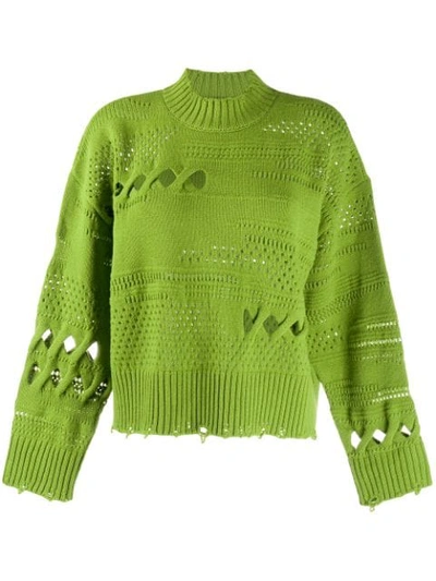 VERSACE 镂空针织毛衣 - 绿色