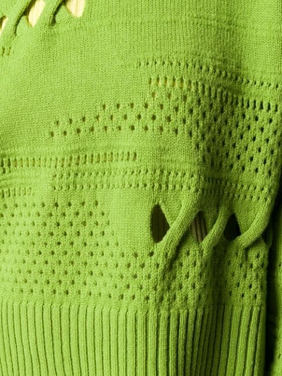 Shop Versace Knitted Cut-out Jumper In Green