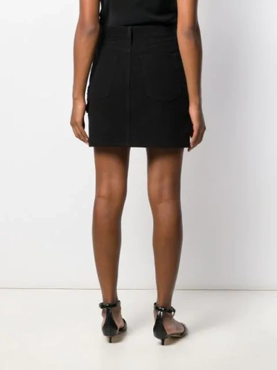 Shop Helmut Lang Silk Panel Denim Skirt In Black