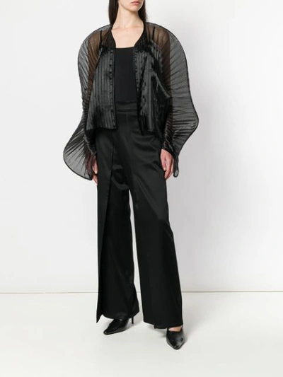 pleat flared trousers