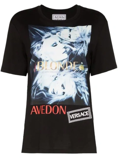 VERSACE DONATELLA GRAPHIC PRINT T-SHIRT - 黑色