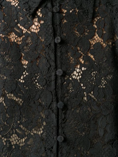 Shop Ganni Floral Embroidered Lace Blouse In Black