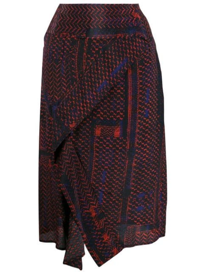 Shop Lala Berlin Patterned High-waisted Skirt In Red