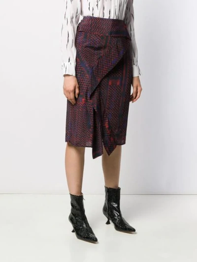Shop Lala Berlin Patterned High-waisted Skirt In Red