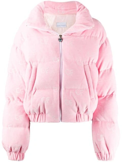Shop Chiara Ferragni Logo Print Down Jacket In Pink