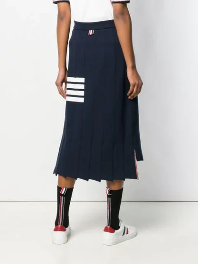 Shop Thom Browne 4-bar Stripe Pleated Skirt In Blue