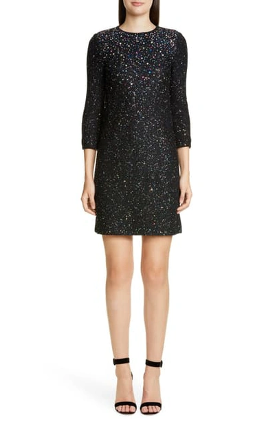 Shop St John Confetti Sequin Knit Shift Dress In Caviar Multi