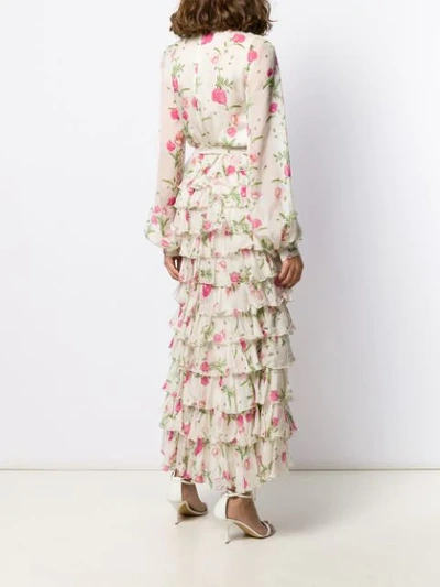 Shop Giambattista Valli Floral Print Dress In Neutrals