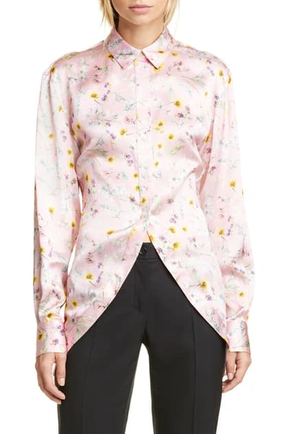 Shop Y/project Floral Print Silk Shirt In Light Pink Flowers