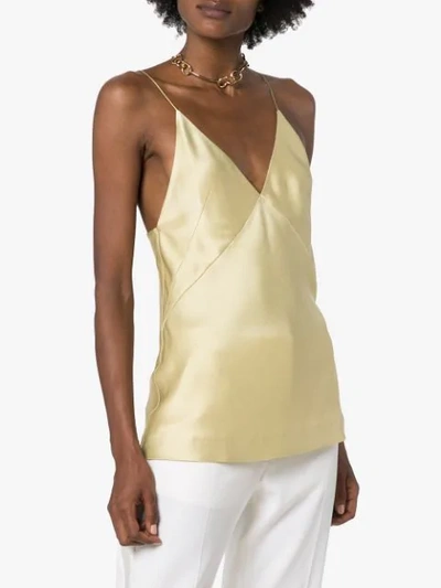 Shop Haider Ackermann Spaghetti Strap Cami Top In Yellow