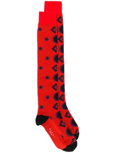 Shop Marni Printed Socks - Red