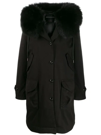 Shop Ermanno Scervino Padded Hooded Rain Coat In Black