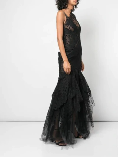Shop Oscar De La Renta Lace Embroidered Evening Gown In Black