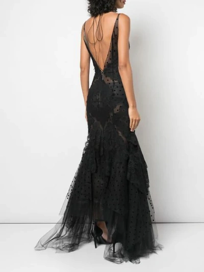 Shop Oscar De La Renta Lace Embroidered Evening Gown In Black