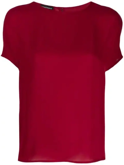 Shop Emporio Armani Classic Silk Blouse In Red